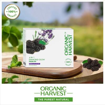 Organic Harvest 4-IN-1 Diamond Glow facial Kit Mulberry & Lavender 48gm each 4s - Facial Kits
