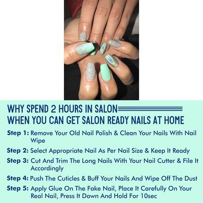 Handmade Press On Gel Nails - Holographic Sea Green 50 gm - Nail Polish