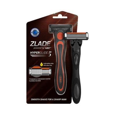 Zlade Hyperglide 5 Lubricating Strip with Aloe Vera Titanium and Cromium Coated Flexible Blades Shaving Razor for Men 1's - Razors & Cartridges