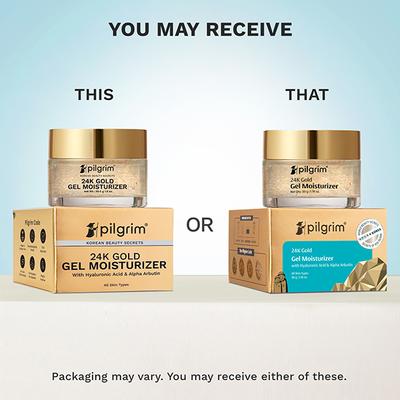 Pilgrim 24K Gold Lightweight Gel Face Moisturizer with Hyaluronic Acid and Alpha Arbutin 50 gm - Face Moisturizers