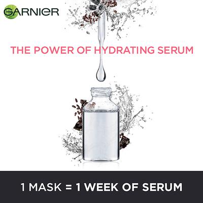 Garnier Black Rice Pure Charcoal Black Serum Mask Face Serum Sheet Mask for Women 28 gm - Face Serum