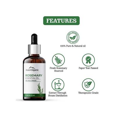 Aravi Organic 100% Pure Natural Rosemary Essential Oil For Hair Growth and Nourish Skin 10 ml - Essential Oils