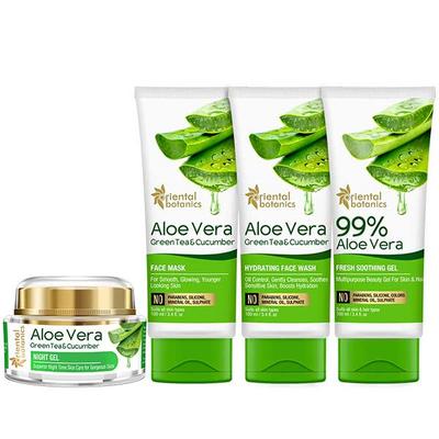 Oriental Botanics Aloe Vera, Green Tea & Cucumber Skin Soothing Combo 300 gm - Lotions & Creams