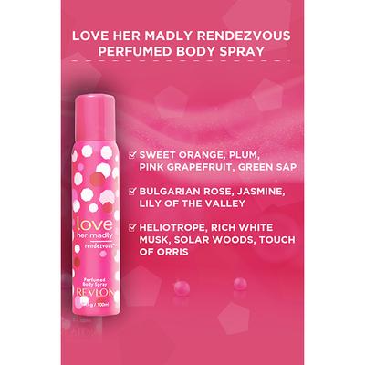 Revlon Love Her Madly Rendezvous Perfumed Body Spray + Love Her Madly Perfumed Body Spray Combo 200 Ml - Women Deodorants/Roll-Ons