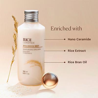 The Face Shop Rice & Ceramide Moisturizing Emulsion Cream - Korean Brightening Moisturizer 150 ml - Face Creams