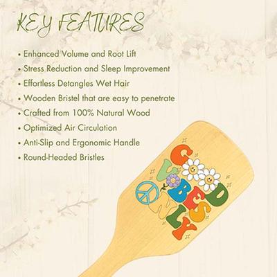 Allure Personalised Paddle Hair Brush Good Vibes Print 1's - Hair Brushes