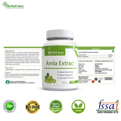 Herbal Max Amla Extract Dietary Supplement 800 mg Capsule 30's - Herbal Dietary Supplement