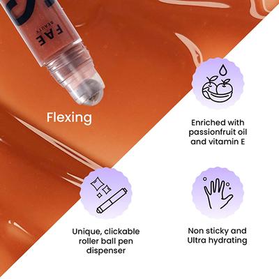 FAE Beauty High Shine Moisturising Lip Gloss Enriched with Passion Fruit Oil & Vitamin E - Flexing 6 gm - Lip Glosses