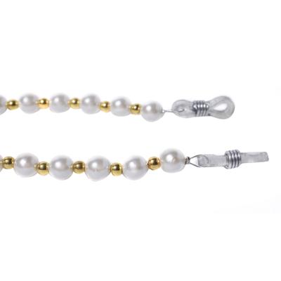 Modisch White Pearls With Small Golden Beads Sunglasses Chain (JC-1408-Golden) 1's - Wearables Sunglasses