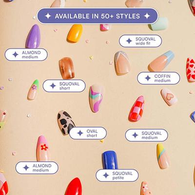 Gush Beauty Nailed It Reusable Luxury Press On Nails With Application Kit Shimmery French Tips - Medium Round 1's - Nail Art