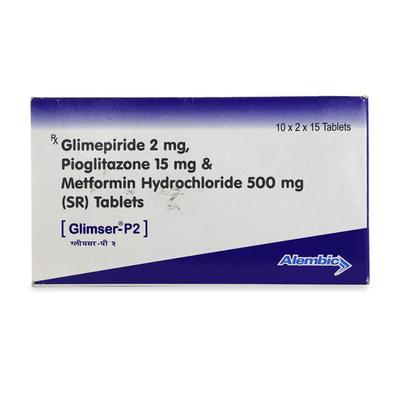 Glimser P 2/500/15mg Tablet 15'S - Diabetes-Ant