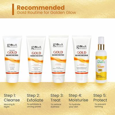 Globus Naturals Gold Radiance Anti Ageing & Brightening Face Scrub Enriched with Saffron 100 gm - Scrubs & Exfoliants