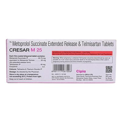 CRESAR M 25 Tablet 10's - Hypertension-Ana