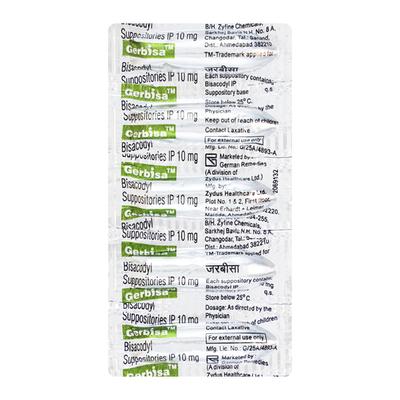 Gerbisa 10mg Suppository 5'S - Constipation-Lax
