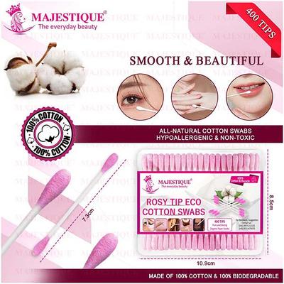 Majestique Rosy Tip Eco Cotton Swabs, Paper-made Sticks, Gentle for Face, Ear, Makeup - 200Pcs 1's - Cotton Balls