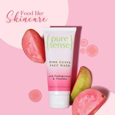 PureSense Pink Guava Face Wash with Pomegranate & Thanka for Gentle Cleansing & Imparts Glow 100 gm - Scrubs & Exfoliants