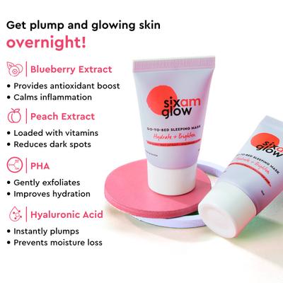Sixam Glow Go-To-Bed Sleeping Mask With Hyaluronic Acid And Blueberry Extract 15 ml - Masks & Peels