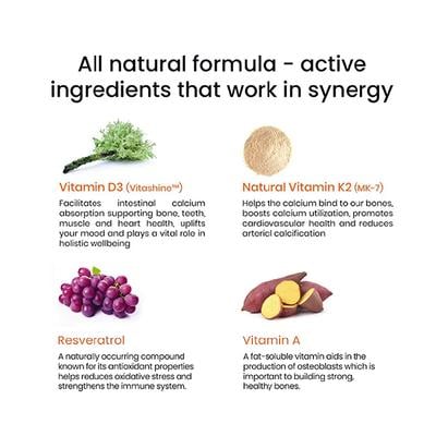Wellbeing Nutrition Melts Natural Vitamin D3+K2 (MK-7) with Vitashine, Resveterol and  MenaquinGold (30 Strips) - Multi-Vitamins