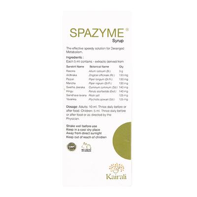 Kairali Spazyme Syrup 200 ml - Speciality Medicines