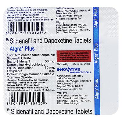 ALGRA PLUS Tablet 4's - Impotence/Erectile Dysfunction (Ed)