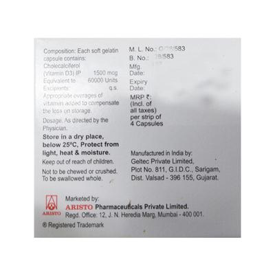 SUPER D3 60000iu Capsule 4's - Supplements-Vam