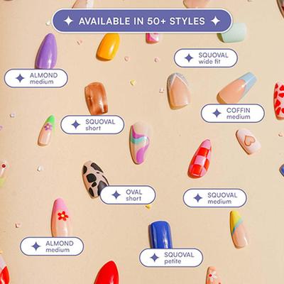 Gush Beauty Nailed It Reusable Luxury Press On Nails With Application Kit Noir Swirl- Medium to Long Almond 1's - Nail Art