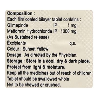 Mepride DM 1mg/1000mg Tablet 10'S - Diabetes-Ant