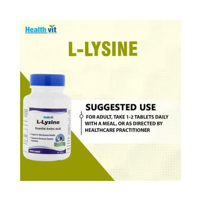 Healthvit L-Lysine 500mg Essential Amino Acid- Tablets 60's - Calcium And Minerals