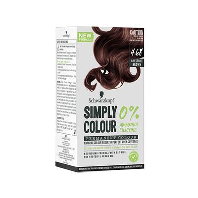 Schwarzkopf Simply Colour Permanent Hair Colour For 100% Grey Coverage - 4.68 Chestnut Brown 142.5 ml - Crème