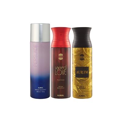Ajmal 1 Persuade, 1 Sacred Love And 1 Aurum Femme Deodorants Pack of 3 200 ml - Deodorants/Roll-Ons