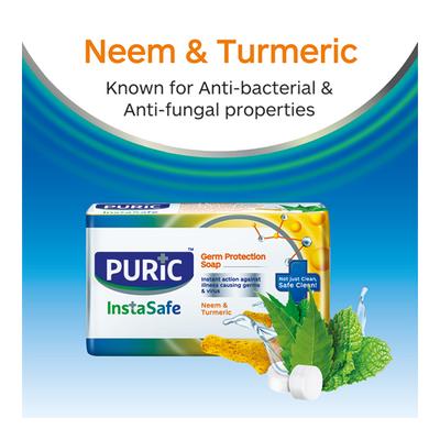 Puric InstaSafe Germ Protection Soap - Neem & Turmeric (Buy 2 Get 1 Free) - Soaps