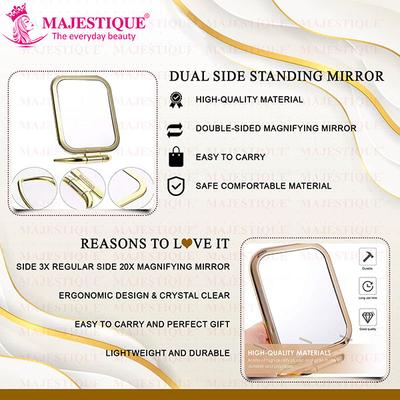 Majestique Table Top Double Side Makeup Mirror, 1X/20X Magnifying Mirror, 180 Degree - Multicolor 1's - Mirror