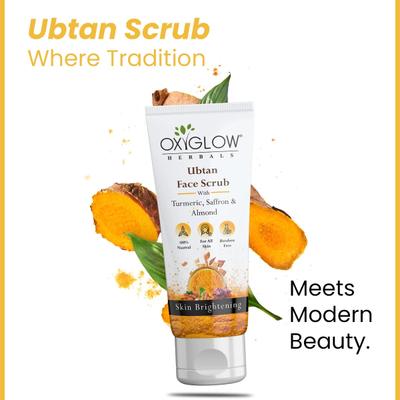 OxyGlow Herbals Ubtan Face Scrub With Turmeric, saffron & Almond 100 ml - Face Scrubs