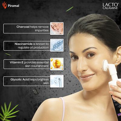 Lacto Calamine Charcoal Foaming Face Wash, Deep Skin Detox, Cleanse Skin Impurities 150 ml - Face Wash & Cleansers