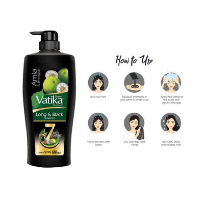 Dabur Vatika Amla & Bhringraj Long and Black Shampoo 640ml - Shampoos