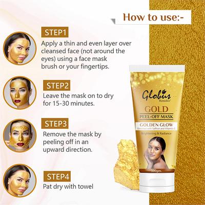 Globus Remedies Gold Peel Off Mask Enriched with Vitamin E 200gm 2's - Face Packs