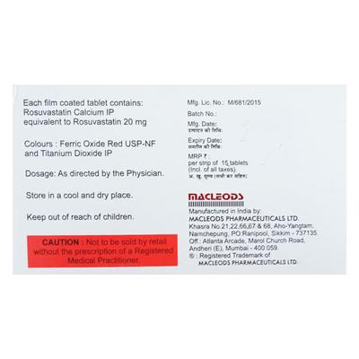ROZUSTAT 20 Tablet 15's - High Cholesterol-Dys
