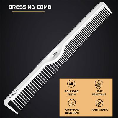 Vega Professional Dressing Comb (Carbon Anti-Static White Line Hair Comb) (VPMCC-23) 1's - Hair Combs