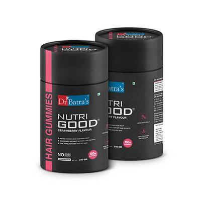 Dr Batras Nutrigood Biotin Hair Gummies for Strong & Healthy Hair With Grape Seed Extract, Vitamins & Zinc for Nourishment & Protection - 60 Gummies 1's - Hair & Skin