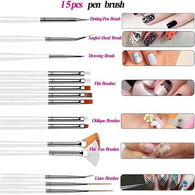 Bronson Professional Nail Art Kit Brush Set Acrylic Uv Polish Brushes Tool Kit 15's - Nail Art