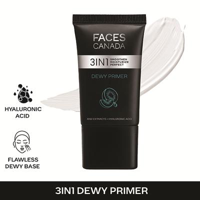 Faces Canada Dewy Primer, Flawless Dewy Base Creamy Texture Hyaluronic Acid, Vitamin C & E 30 gm - Primer