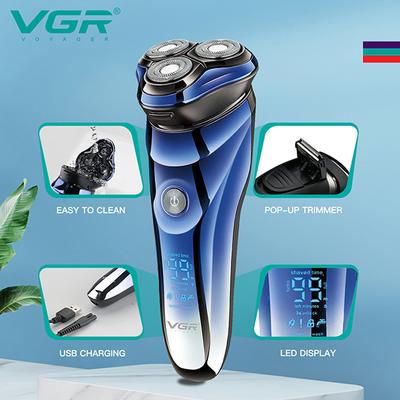 VGR V-305 Wet and Dry Shaver, 100 min Runtime (Blue) 1's - Shavers