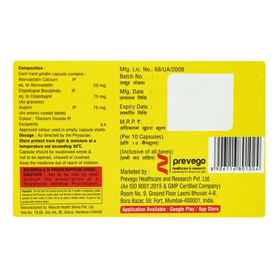 ATORVATIN GOLD 20/75/75 Capsule 10's - Blood Clot-Ant