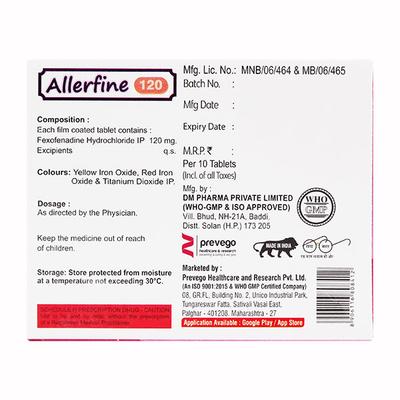 ALLERFINE 120 Tablet 10's - Allergies-Ant