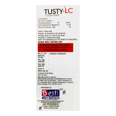 TUSTY LC SUGAR FREE Syrup 60ml - Cough And Cold-Cou