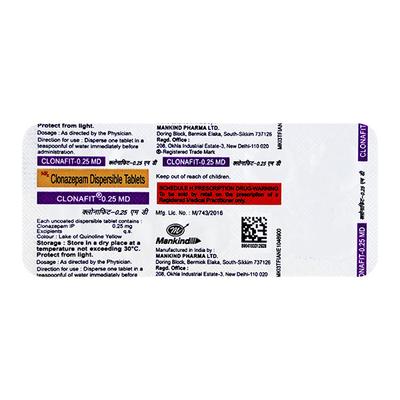 Clonafit MD 0.25mg Tablet 10'S - Anxiety-Anx