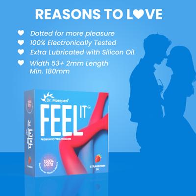 Dr. Morepen Feel It Condoms - Strawberry Flavour 3's - Plain/Flavoured Condoms