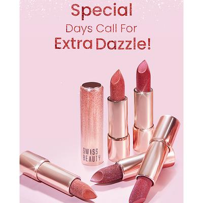 Swiss Beauty More Than Glitter Lipstick -Twinkle Copper 3 gm - Lipsticks