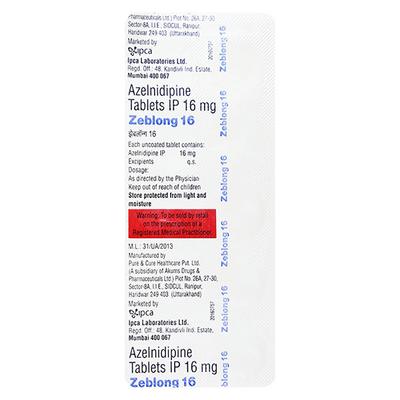 ZEBLONG 16 Tablet 10's - Hypertension-Cal