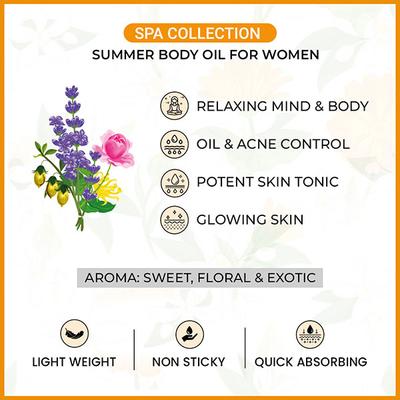 Keya Seth Aromatherapy Relaxing Floral Summer Body Oil Non-Sticky and Quick Absorbing 200 ml - Massage Oils